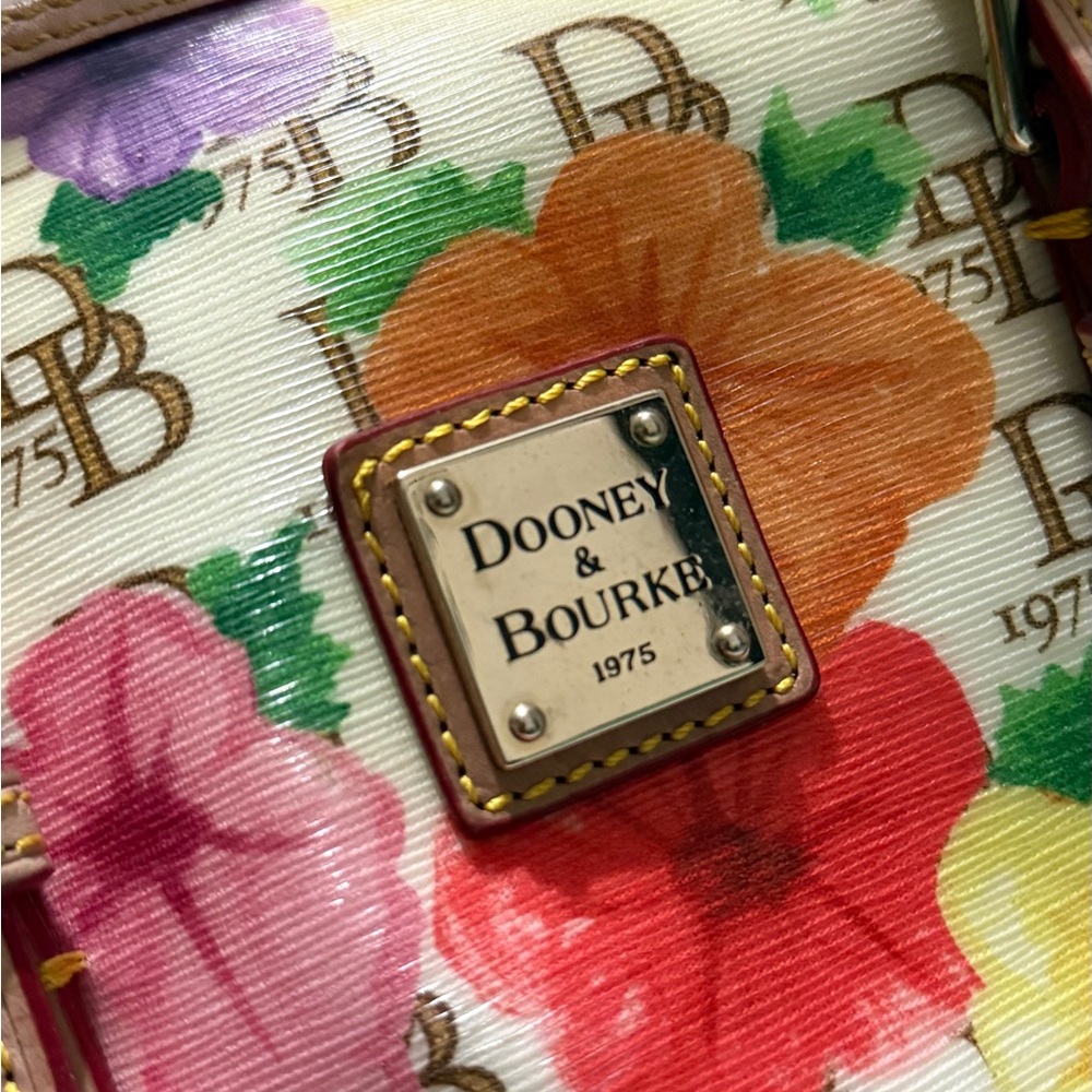 Dooney & Bourke Hibiscus Floral Barrel Satchel – Rare Vintage Colorful Beauty - Picture 2 of 10